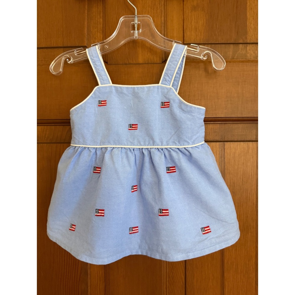 Janie and Jack Americana Embroidered Flag Top Toddler Size 12-18 Months Blue
